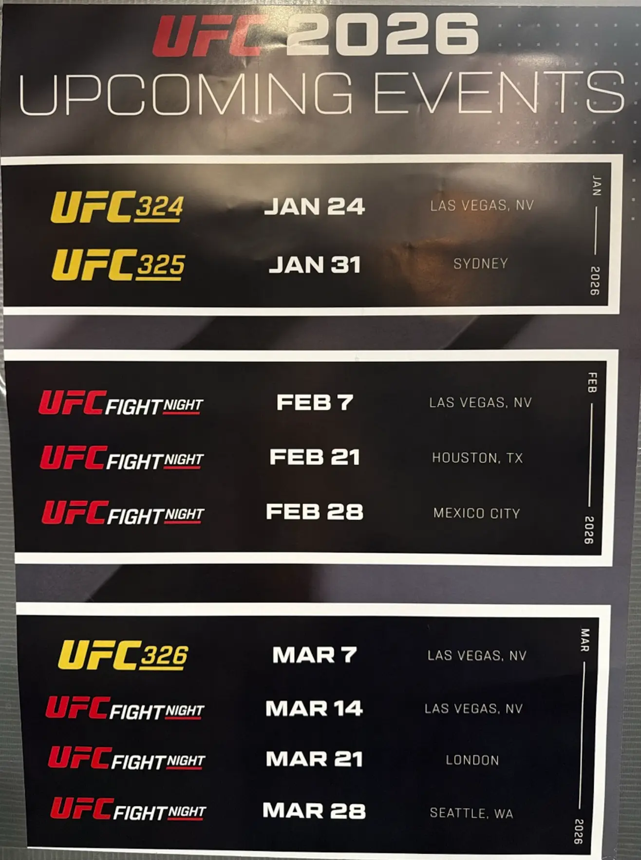 UFC 2026 Upcoming Events Schedule - Watch at Cowboys Taphouse Calgary